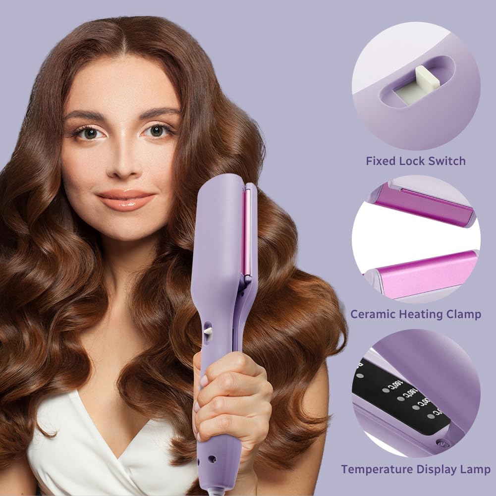 flintronic Welleneisen Lockenstabs Set, Lockenstab Grosse Locken 32mm, 4 Temperaturstufen, Französis