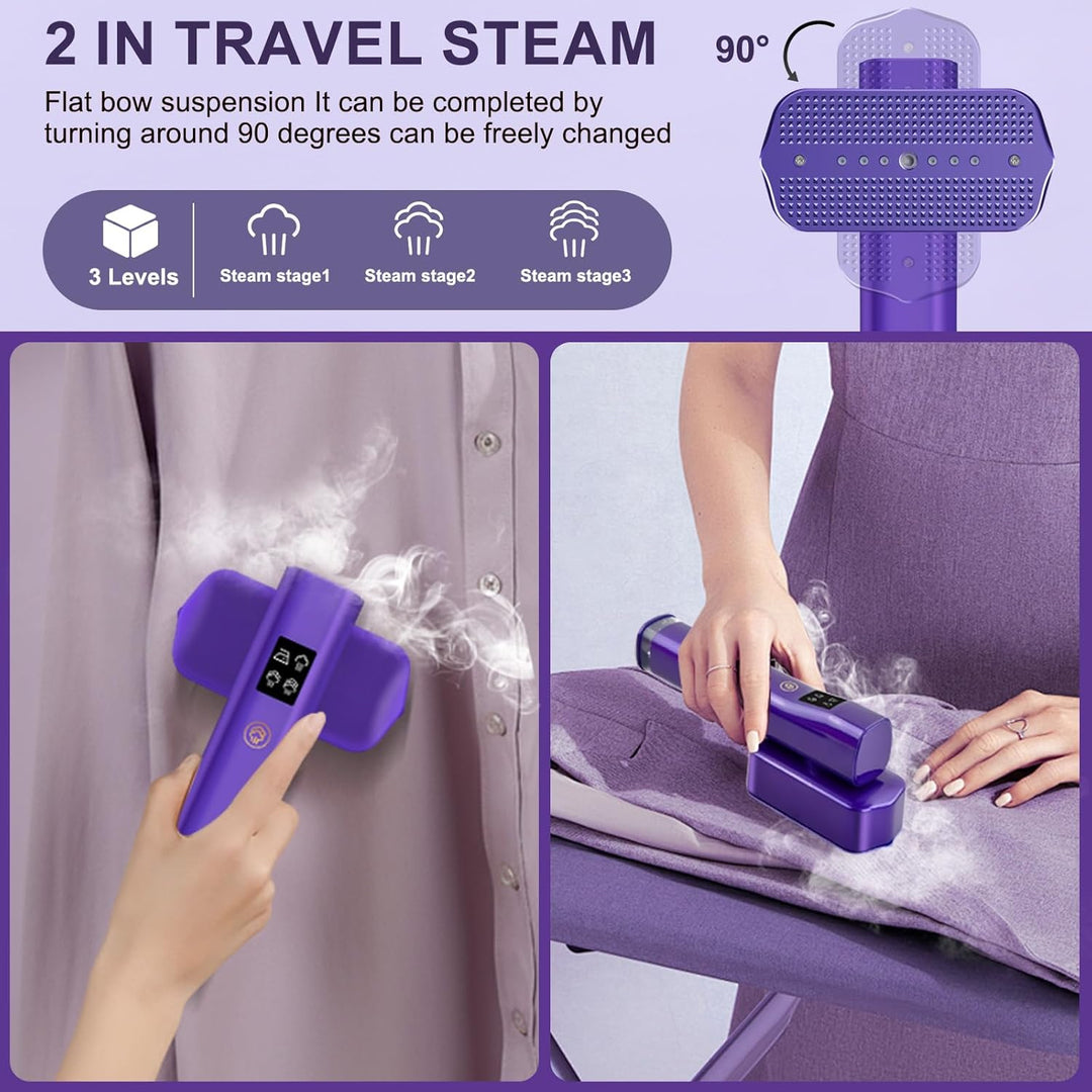 Dampfglätter, 2-in-1 Handsteamer & Bügeleisen für Kleidung, 1200W Tragbarer Steamer Reise, 4 Bügelmo