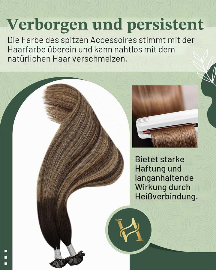 Ugeat Pre Bonded Flat Tip Bondings Echthaar Balayage Ombre Keratin Fusion Glue Sticks Tips Naturlich