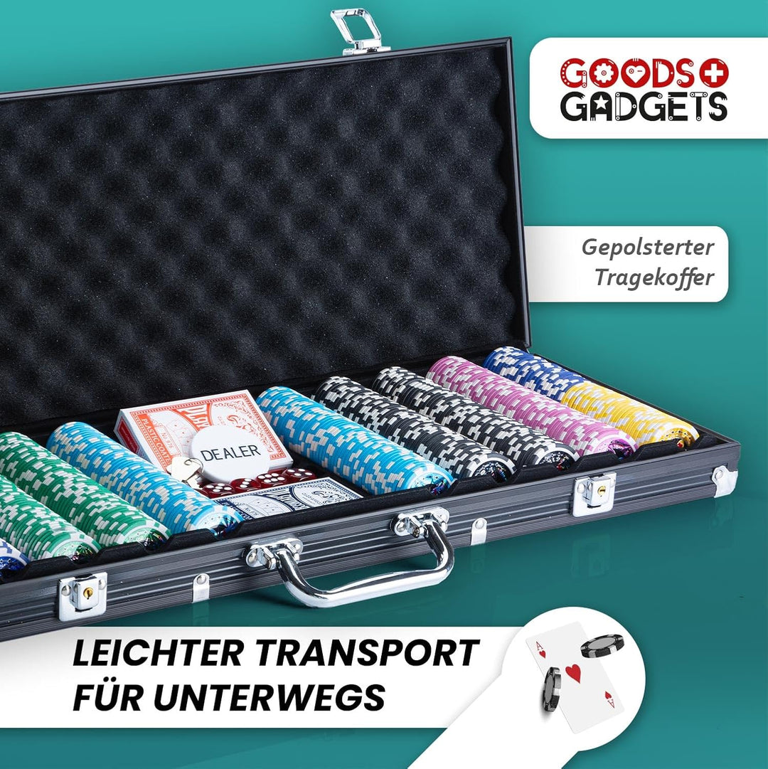 Profi Pokerkoffer Pokerset inkl. 300-500 Chips hochwertigen Pokerchips; Pokerdeck, Kartendeck, Poker
