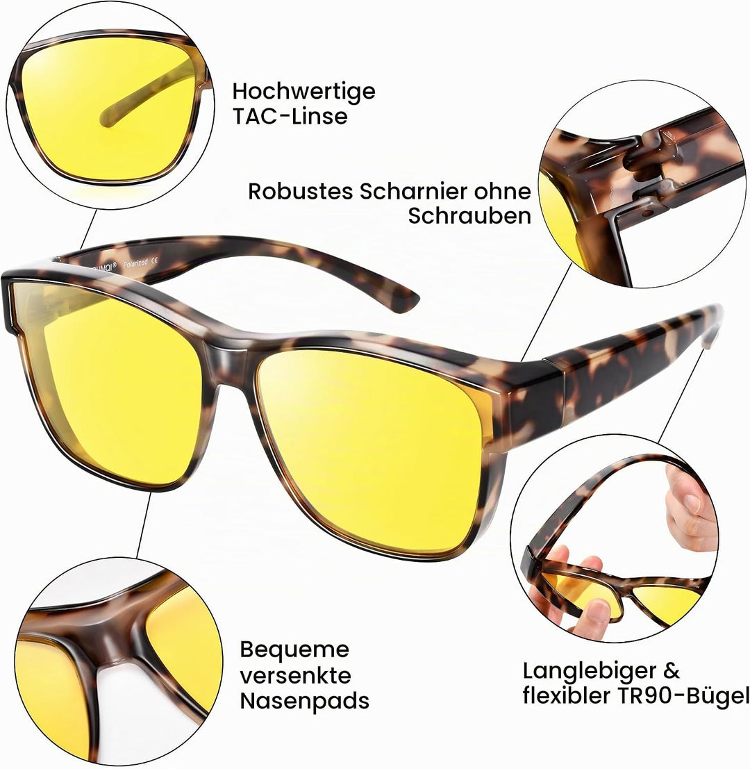URUMQI Nachtsichtbrille für Autofahrer, Nachtfahrbrille Nachtbrille zum Autofahren Damen Herren, Aut