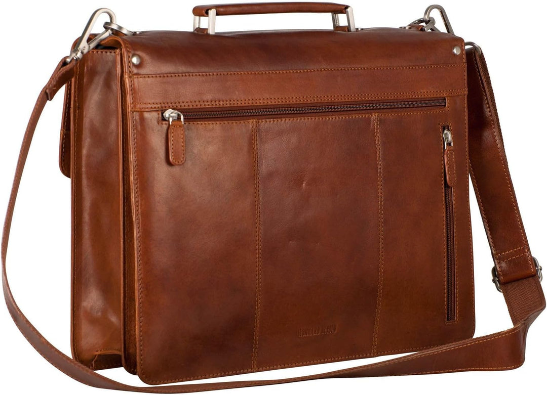Leonhard Heyden Cambridge Aktentasche Leder 40 cm Laptopfach Cognac, Cognac