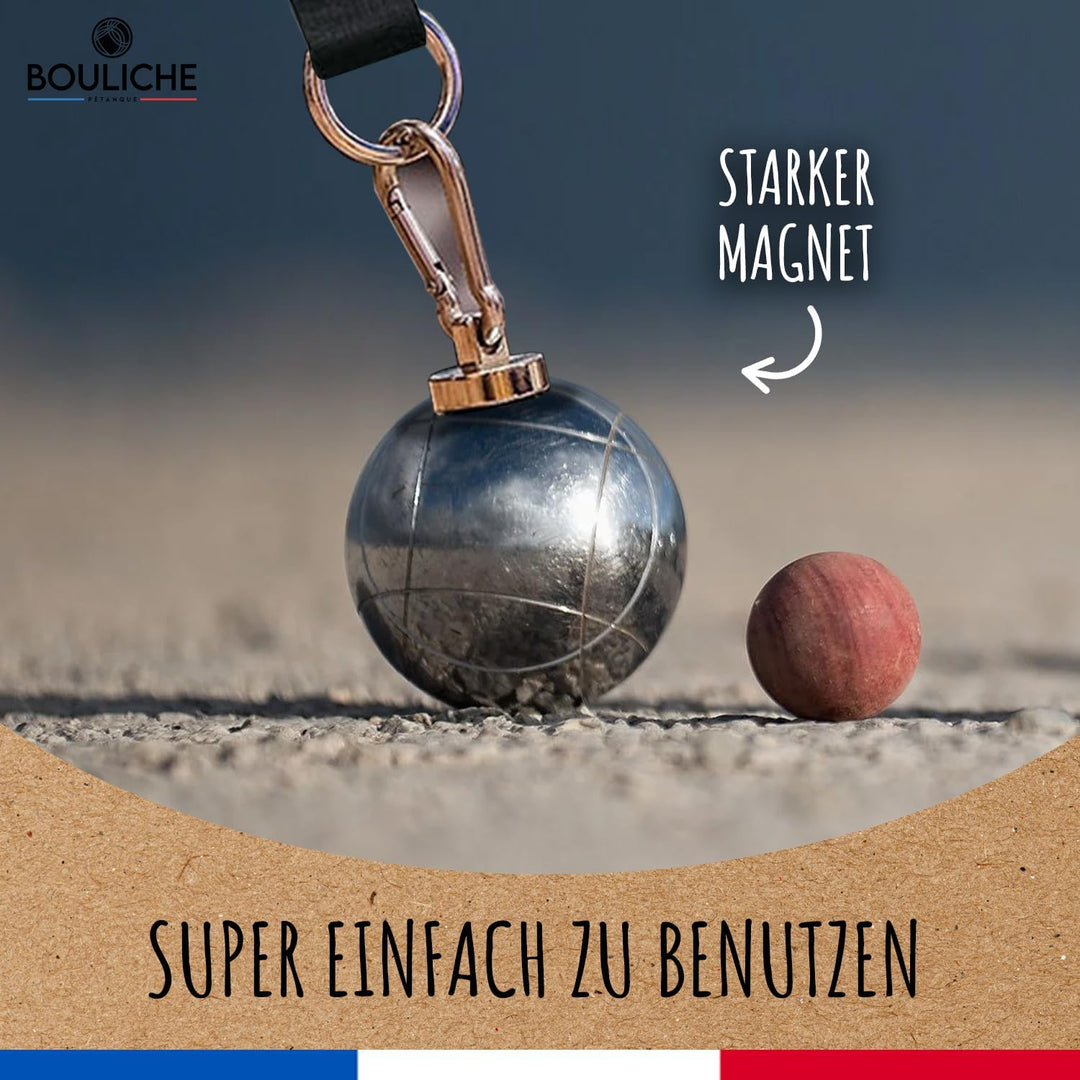 BOULICHE | Boulekugel Sammelset | Starker Magnet und Integriertes Massband | Tuch und Transporttasch