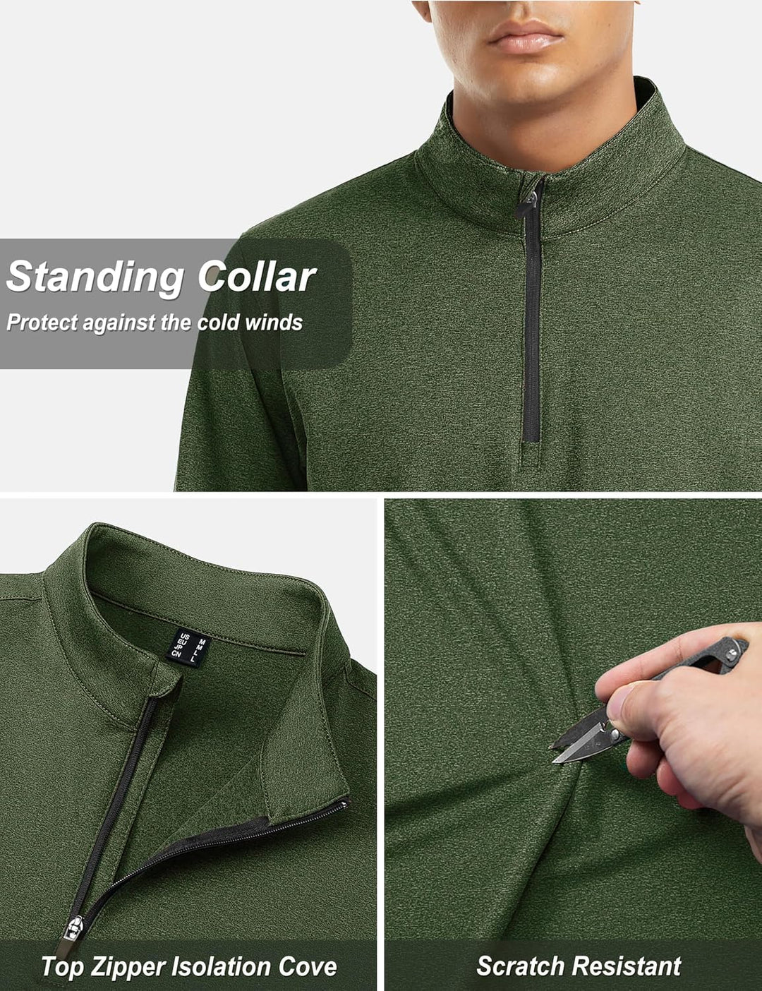TACVASEN Pullover Herren Langarmshirt Half Zip Fleece Winterpullover Warm Atmungsaktiv Sport Sweatsh