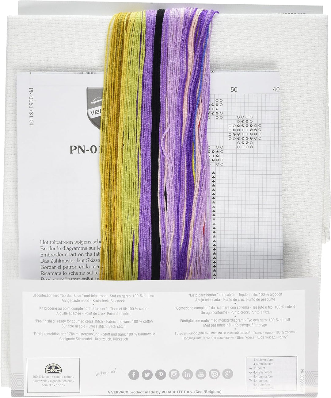 Vervaco Aida Läufer Schmetterling Kreuzstichpackung, Weiss, 32 x 84 x 0,3 cm
