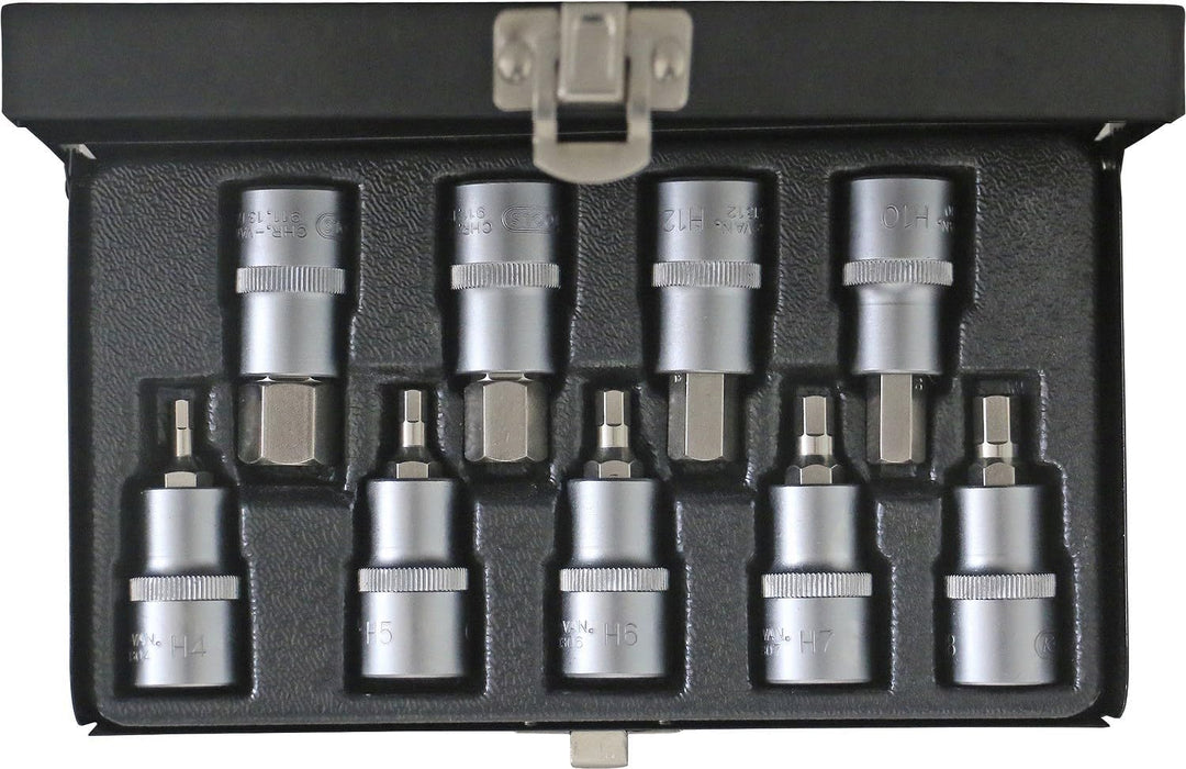 KS Tools 911.1321 1/2" Bit-Stecknuss-Satz Innensechskant, kurz, 9-tlg.
