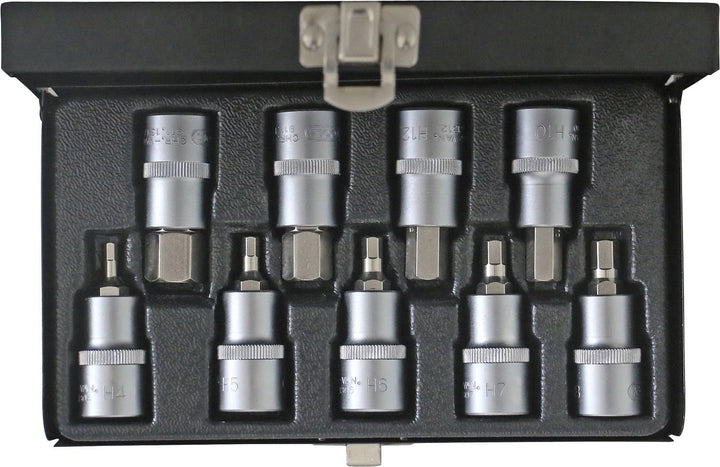 KS Tools 911.1321 1/2" Bit-Stecknuss-Satz Innensechskant, kurz, 9-tlg.