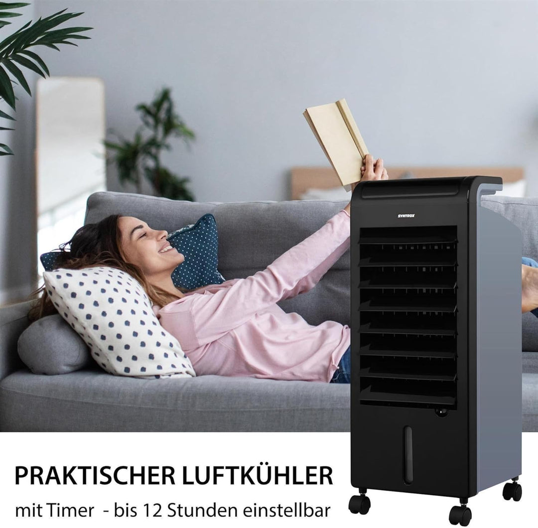 Syntrox Mobiler Luftkühler mit Wasser Soft | Luftbefeuchter | Verdunstungskühler, 80 Watt, 5 Liter K