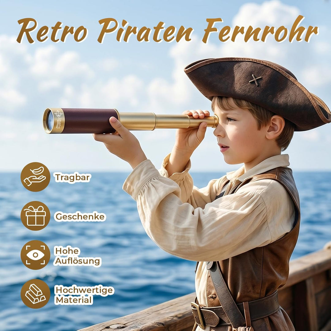 Laupha Retro Pirat Teleskop Monokular 25x30 Zoomable Vintage Kapitän Jack Spyglass BAK-4 Linse Fernr