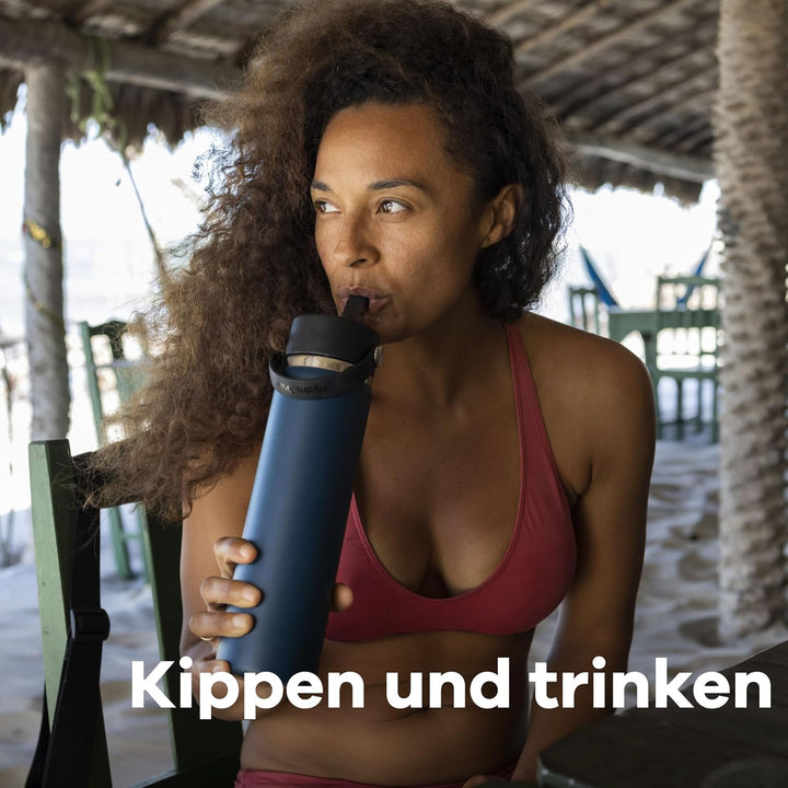 HYDRO FLASK - Wide Mouth Trinkflasche 946ml (32 oz) mit Strohdeckel - Vakuumisolierte, Wiederverwend