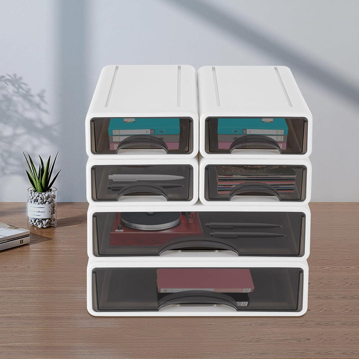 Schreibtisch-Organizer, Schreibtisch-Kleinteile-Aufbewahrung, 2 grosse + 4 kleine stapelbar Desktop
