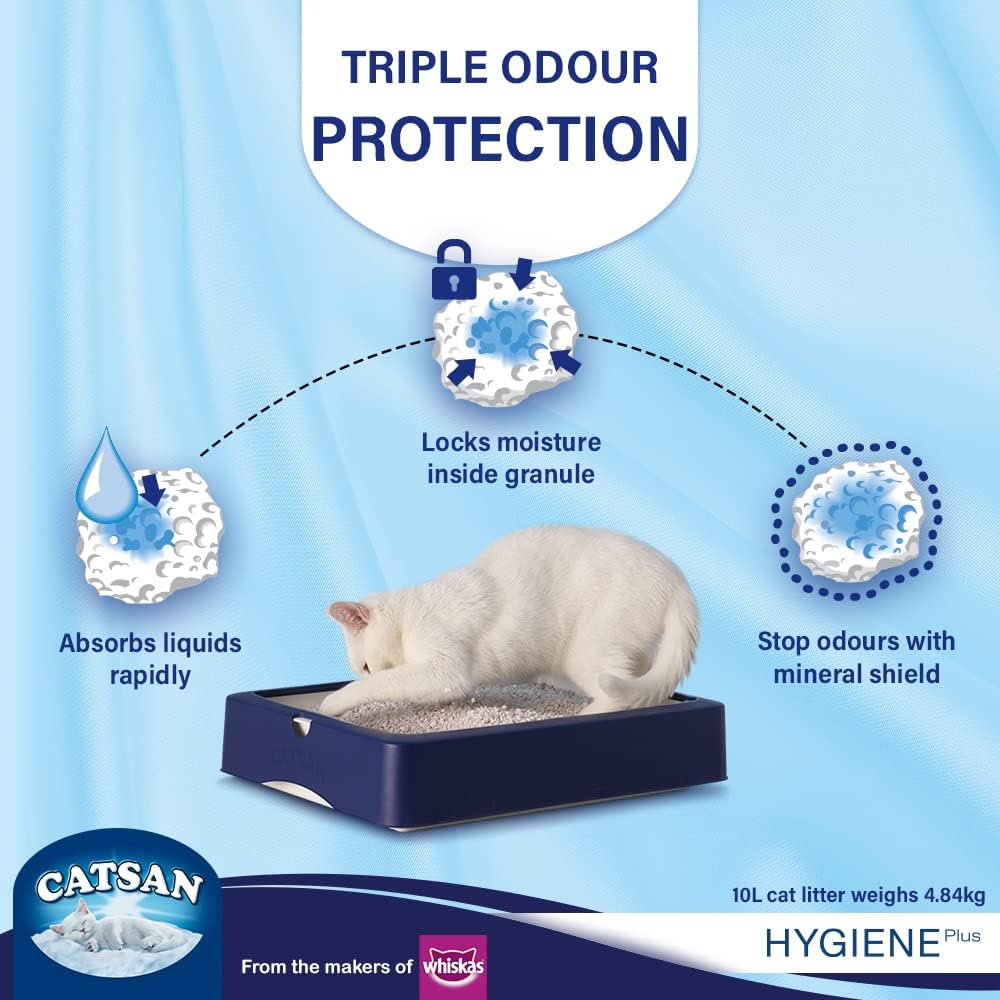 Catsan Hygiene-Katzenstreu, Nicht klumpend, 100% natürlich, saugfähig, 10 l, Weiss 10 l (Pack of 1),