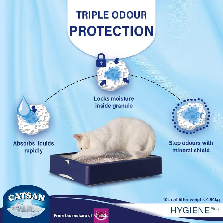 Catsan Hygiene-Katzenstreu, Nicht klumpend, 100% natürlich, saugfähig, 10 l, Weiss 10 l (Pack of 1),