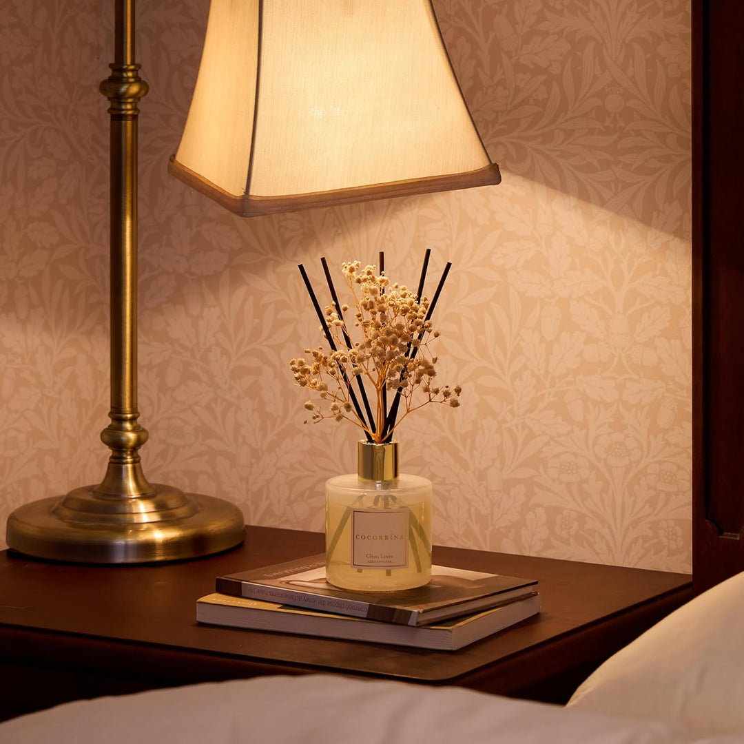 COCORRÍNA Raumduft Reed Diffuser mit 8 Duftstäbchen 200ml- Sauberes Leinen, Natürlich, Langanhaltend