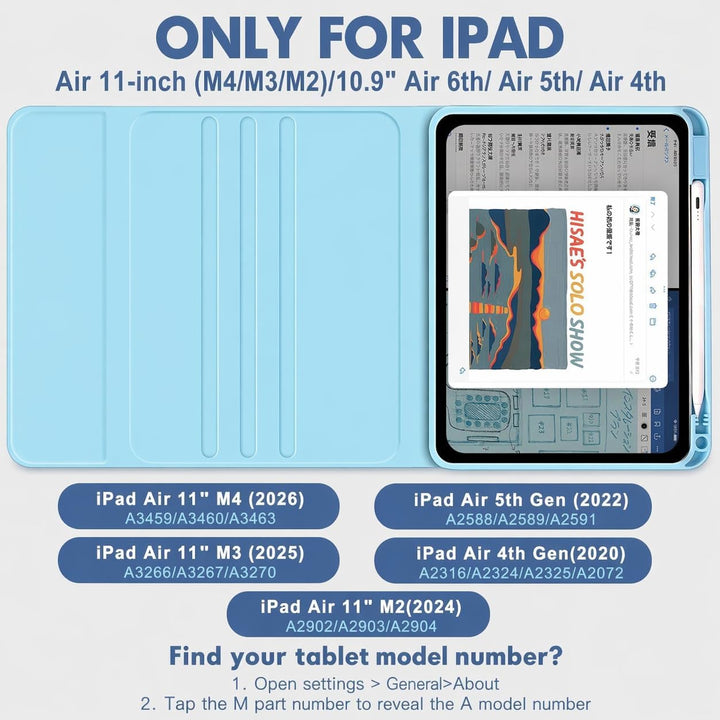 Hülle mit Tastatur für iPad Air 11 Zoll M4 2026/M3 2025/M2 2024, iPad Air 5 4 2022 2020 10,9 Zoll (2