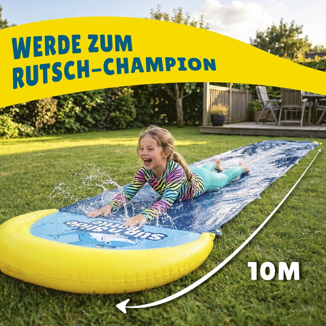 Offizielle VentriBattle® | Zweibahn-Rutschmatte | Anschliessbarer Wasserschlauch | 10 Meter | Premiu