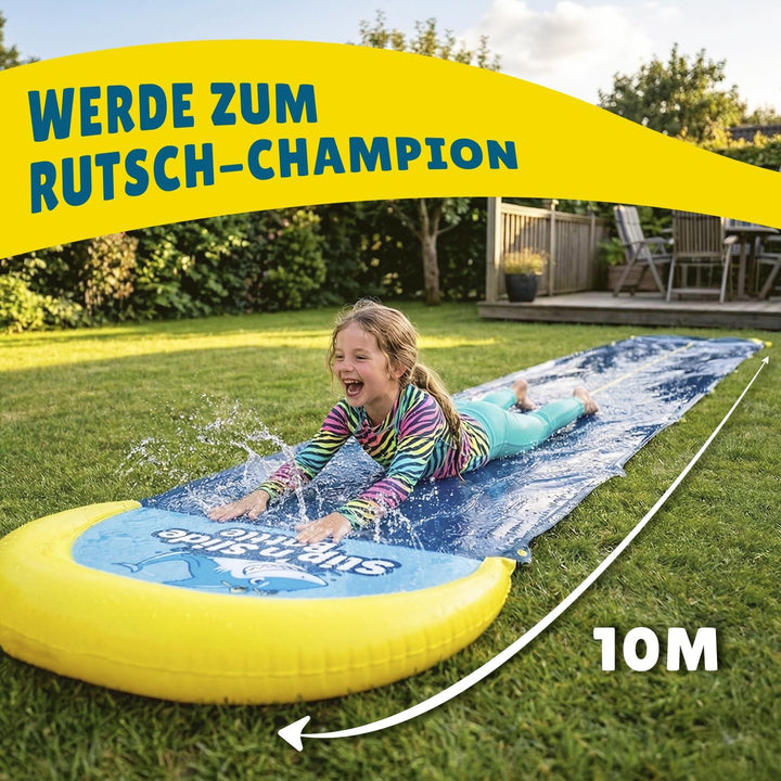 Offizielle VentriBattle® | Zweibahn-Rutschmatte | Anschliessbarer Wasserschlauch | 10 Meter | Premiu