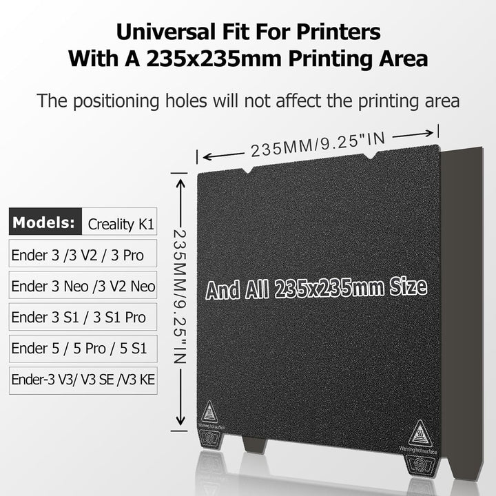 YOOPAI Doppelseitig PEI Druckplatte Schwarz Texturiert 235x235mm, PEI Sheet Druckbett für Creality E