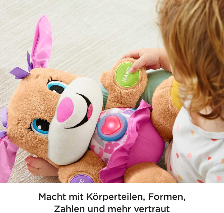 Fisher-Price Lernspass Hundefreundin, sprechendes, singendes Kuscheltier, Baby Spielzeug ab 6 Monate
