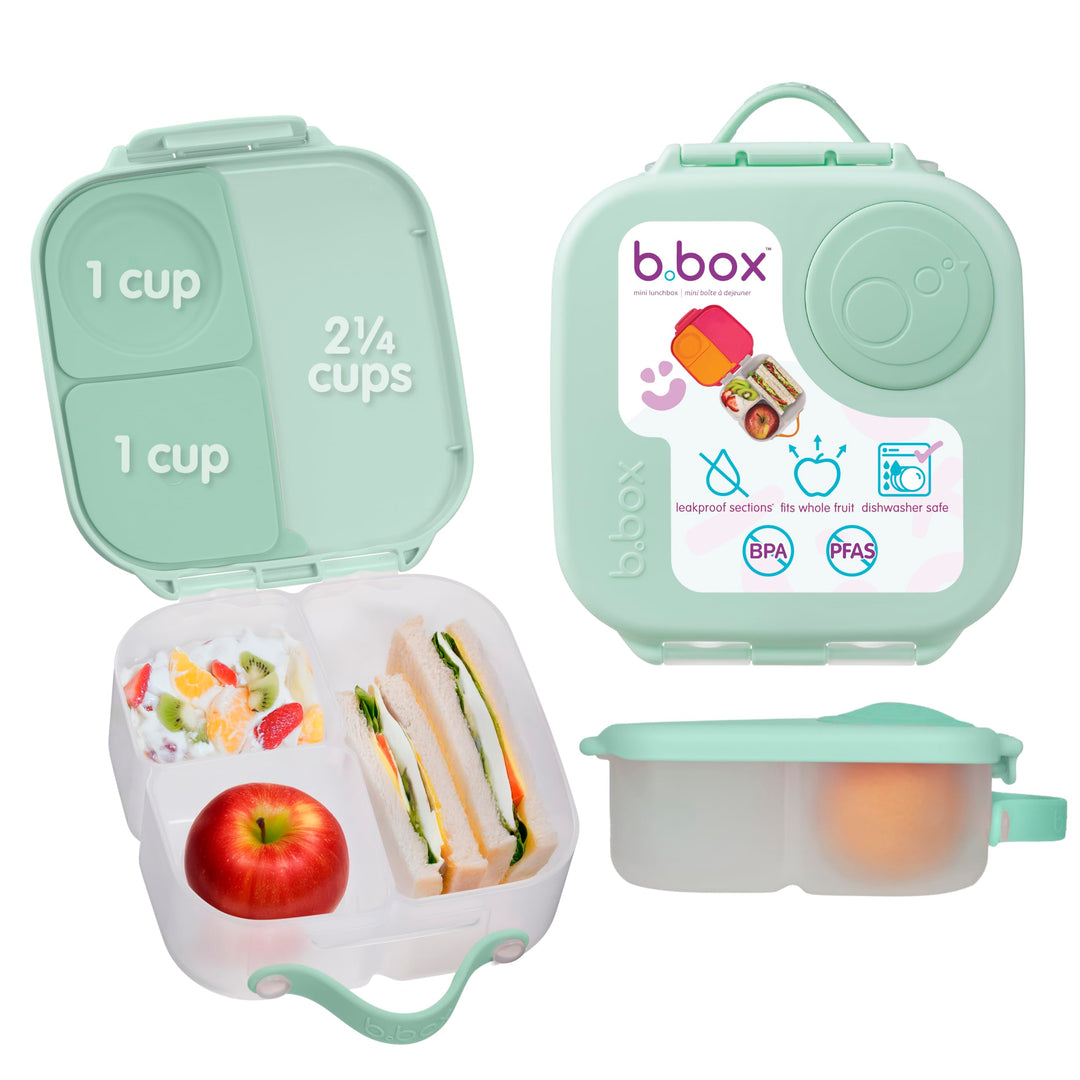 b.box Mini Brotdose | Bento-Box mit 3 Fächern (2 auslaufsicher) | Ideal für Kleinkinder, Kinderlunch