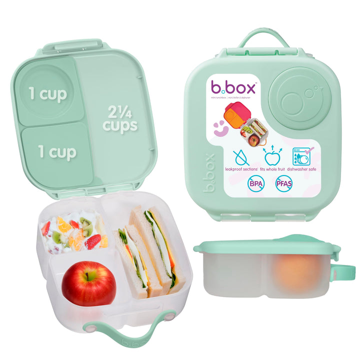 b.box Mini Brotdose | Bento-Box mit 3 Fächern (2 auslaufsicher) | Ideal für Kleinkinder, Kinderlunch