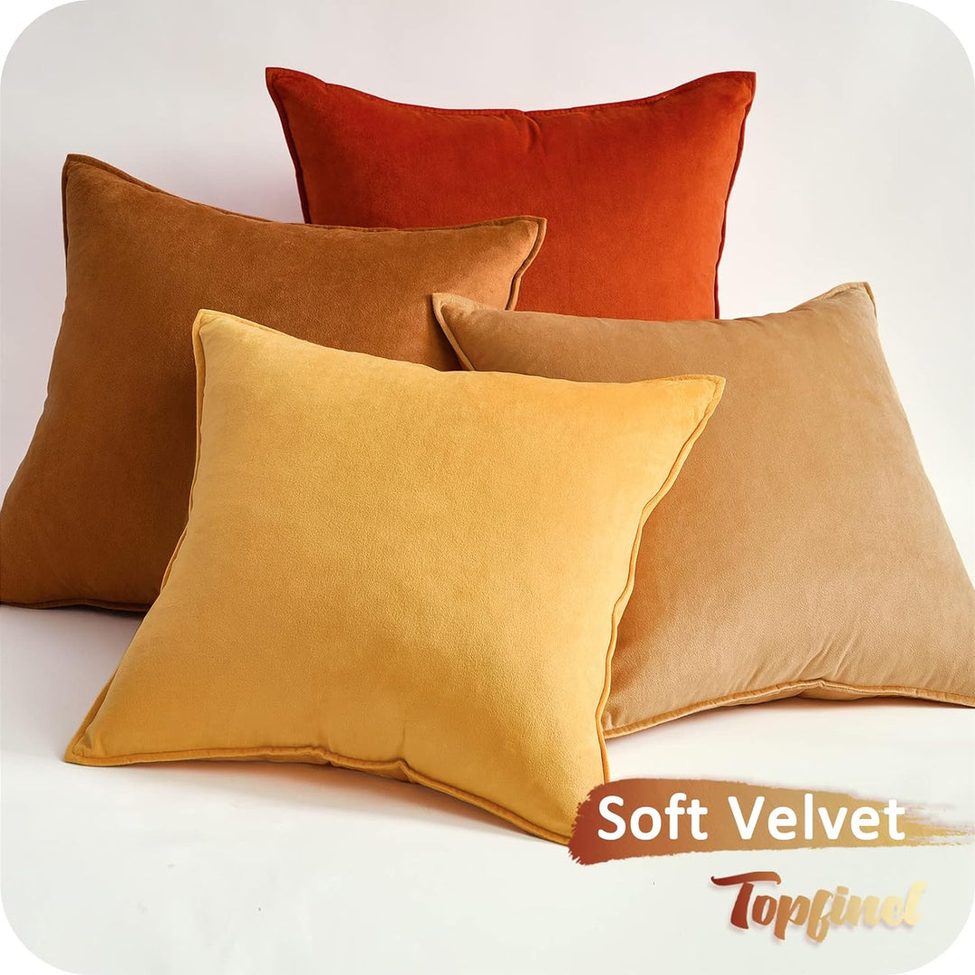 Topfinel 60x60 Kissenbezug gelb Orange 4er Set Samt Farbverlauf Kissenbezüge Kissenhülle sofakissen