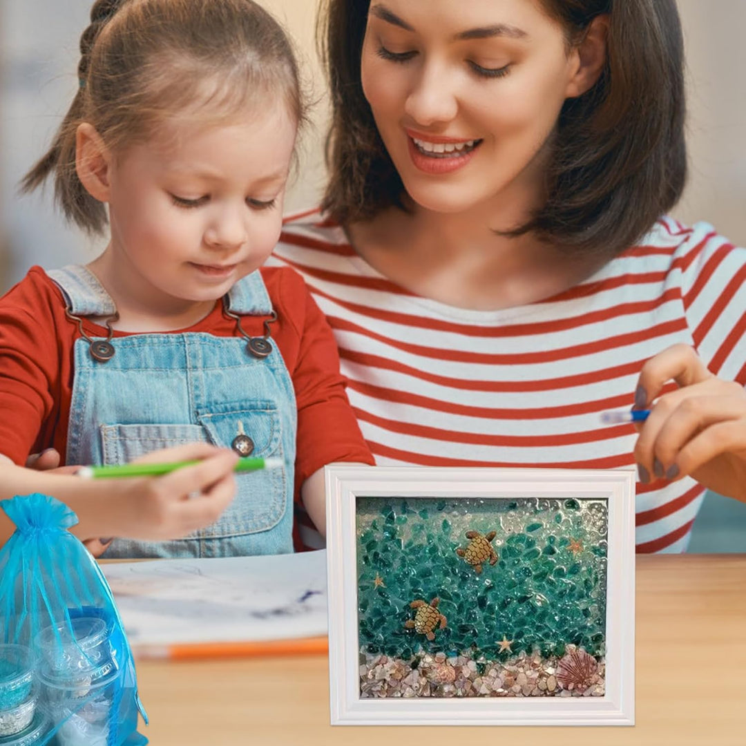 Seeglas-Kunstset, gebeiztes Seeglas-Kunstset mit Fotorahmen, Mosaik-Bastelset, DIY-Seeglas zum Baste