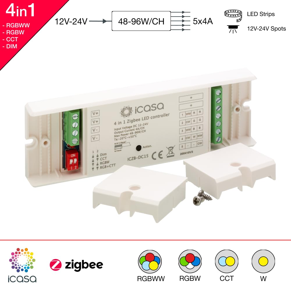icasa Aktor Kompatibel mit Zigbee 3.0 Gateway (4 in 1 LED strip controller)