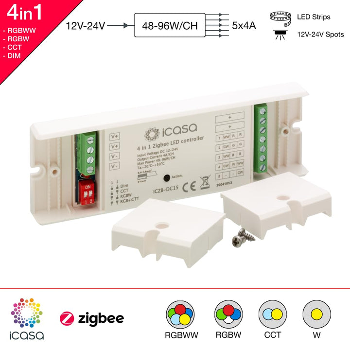 icasa Aktor Kompatibel mit Zigbee 3.0 Gateway (4 in 1 LED strip controller)