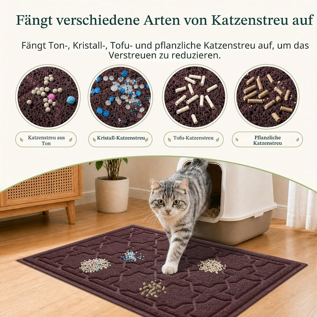 Yimobra Strapazierfähige Katzenstreumatte XL Jumbo 90 x 120 cm, einfach zu reinigen, rutschfest, was