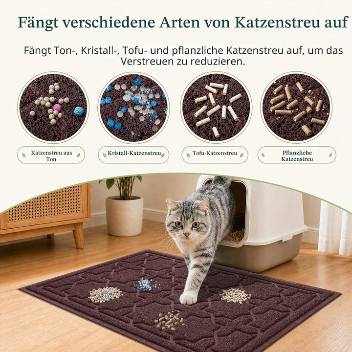 Yimobra Strapazierfähige Katzenstreumatte XL Jumbo 90 x 120 cm, einfach zu reinigen, rutschfest, was