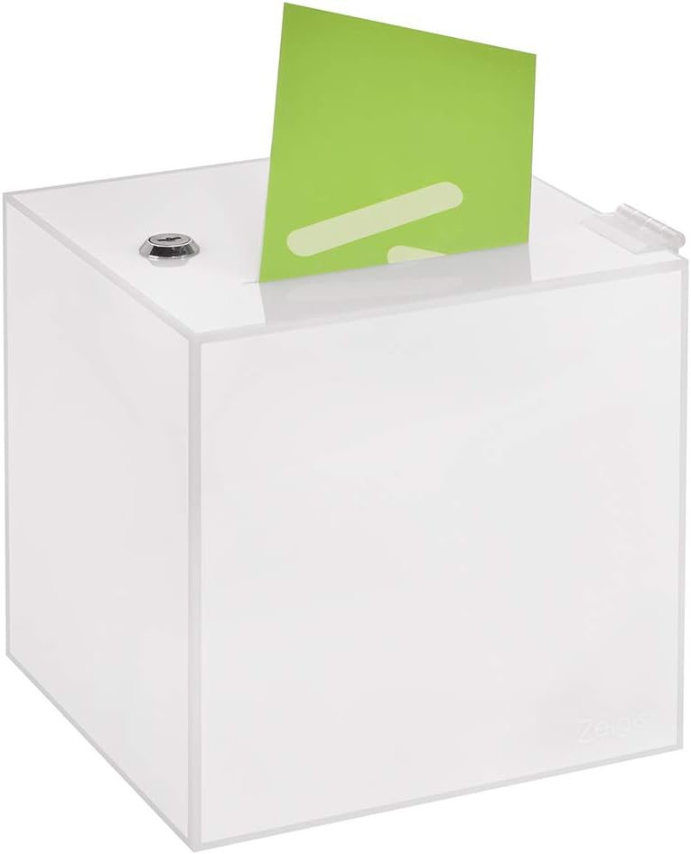 Losbox in 200x200x200mm, aus opalem Acrylglas - Zeigis® / Spendenbox/Aktionsbox/Gewinnspielbox/undur