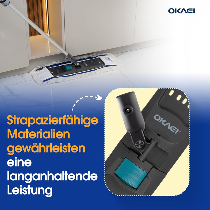 OKAEI Klapphalter für Wischmopps 50 cm – 2er Set – Industrie Mophalter mit 360° Drehkopf & Fussschal