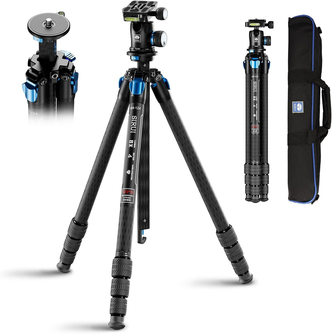 SIRUI AM124 Carbon Reise Stativ mit AM01 Kugelkopf, dreieckige Mittelsäule,leichtes Kamerastativ/Rei
