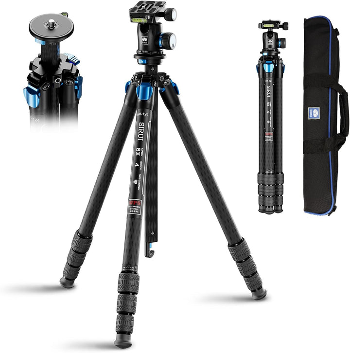 SIRUI AM124 Carbon Reise Stativ mit AM01 Kugelkopf, dreieckige Mittelsäule,leichtes Kamerastativ/Rei