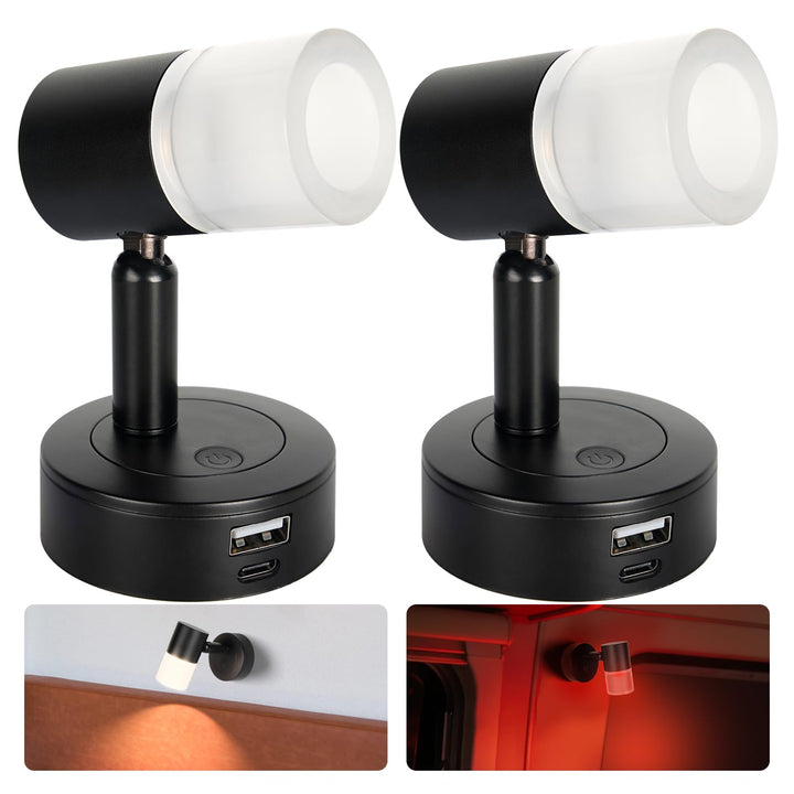 acegoo 12V Leselampe Wohnmobil LED Dimmbar Bett Lampe mit USB-Schnellladegerät, Acryl Spot 24VDC für