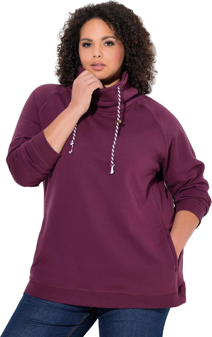 Ulla Popken Damen Grössen, Sweatshirt, Verdunkelung 42-44 Dunkle Beere, 42-44 Dunkle Beere