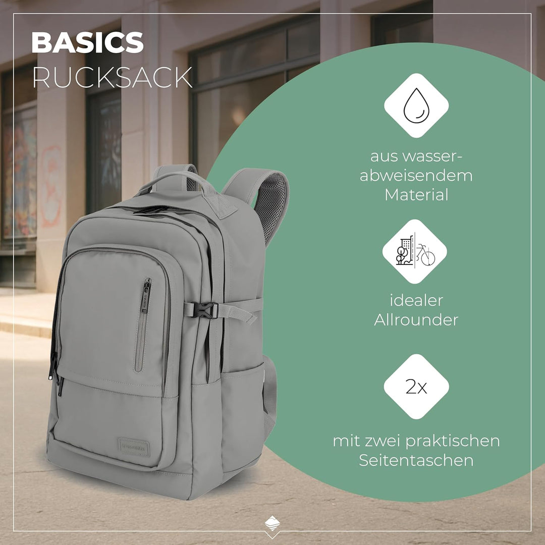 Travelite Rucksack aus wasserabweisendem Material, gepolstertes Laptop Fach 15,6 Zoll, BASICS Tagesr