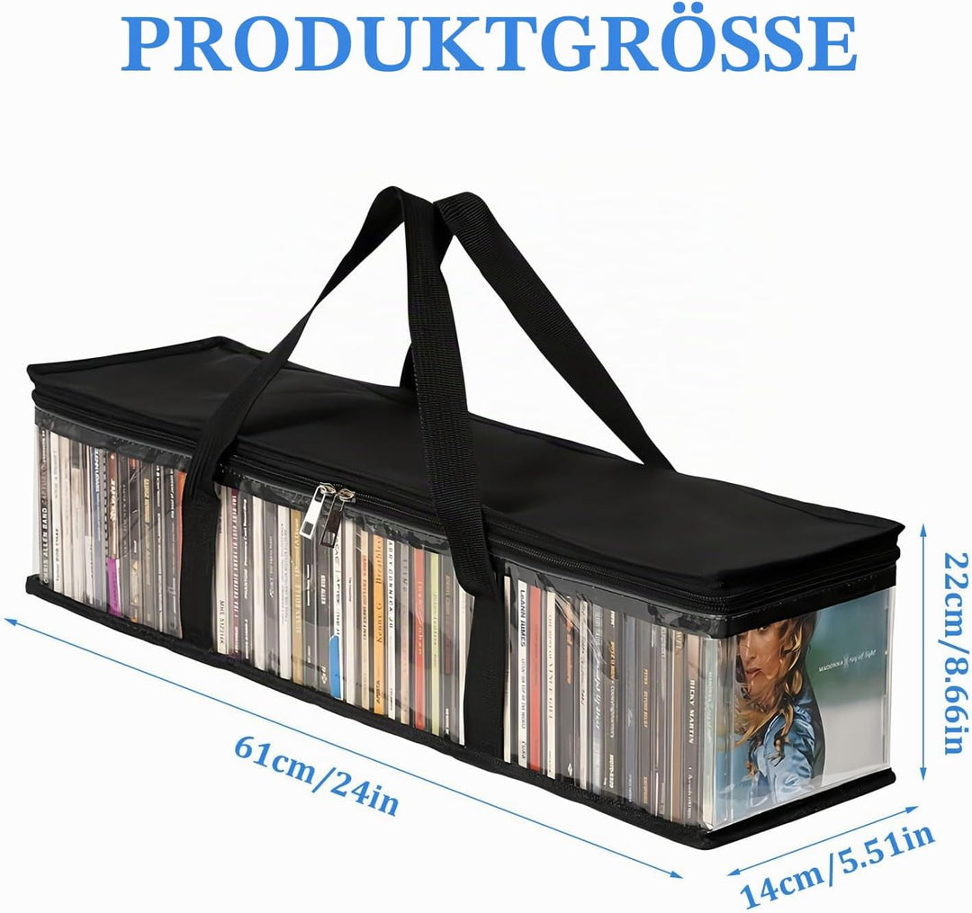 4 Stück Transparente Aufbewahrungstaschen für DVDs, Tragbare CD-Halterung, Wasserabweisende Tragetas