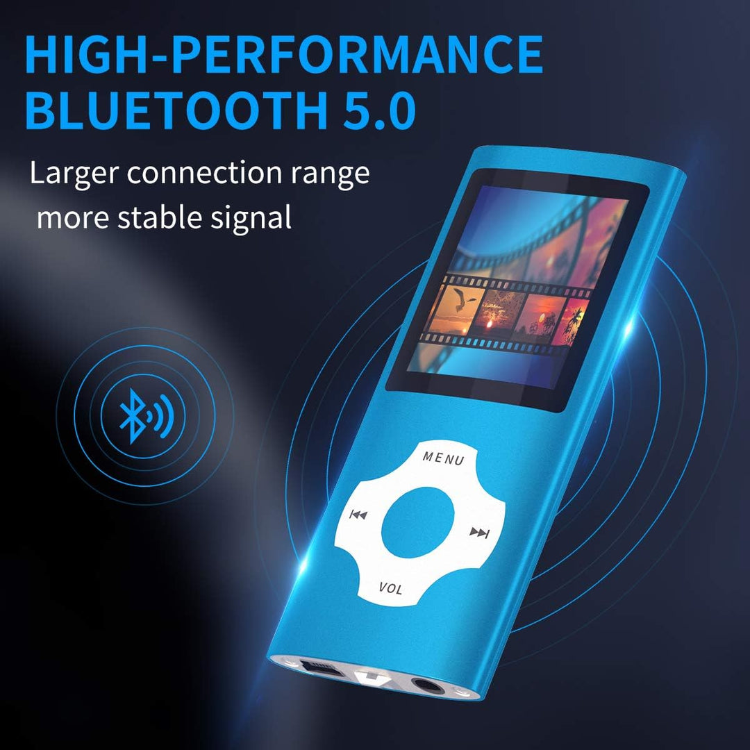MYMAHDI Bluetooth 5.0 MP3/MP4-Player mit 32 GB Speicherkarte, 1,8 Zoll LCD-Bildschirm, unterstützt b