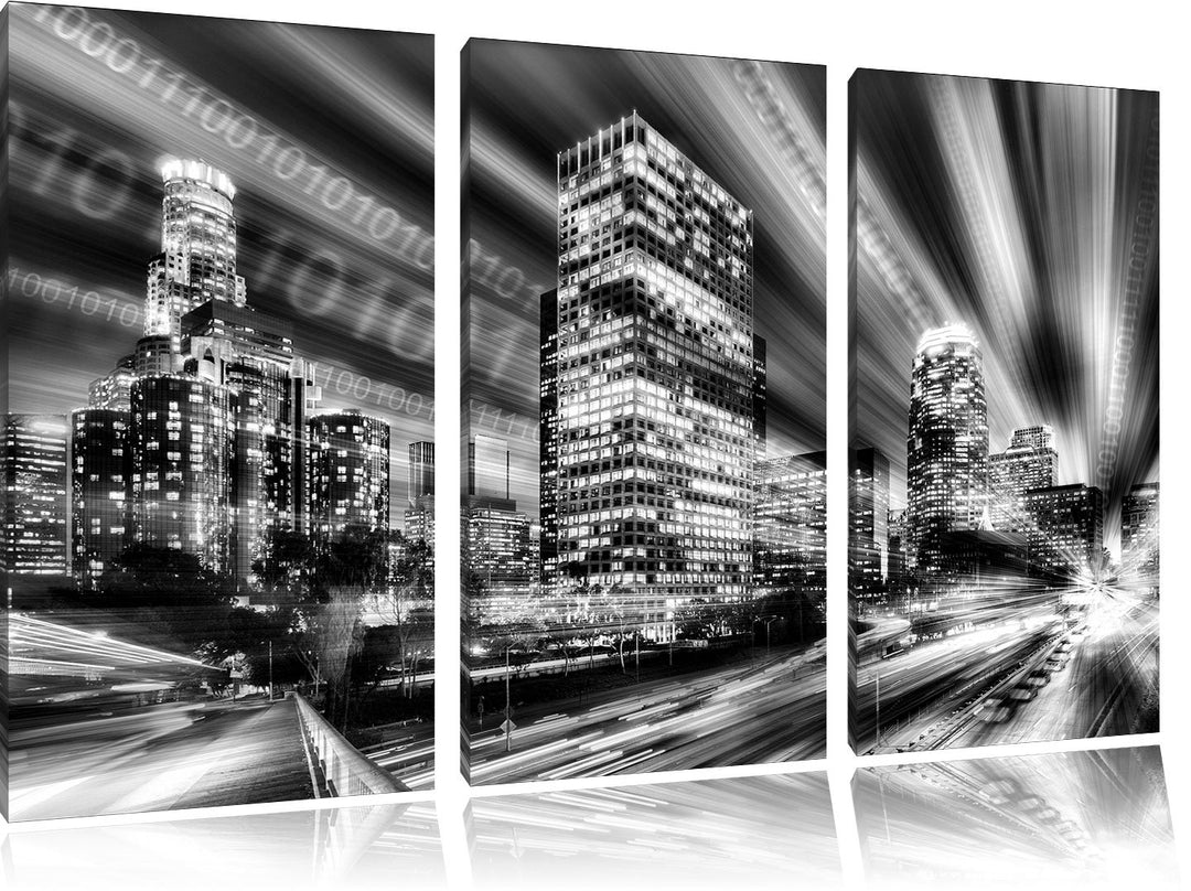 Pixxprint Los Angeles Matrix als Leinwandbild/Grösse: 3 Teilig (120x80 cm) cm/Wandbild/Kunstdruck/fe