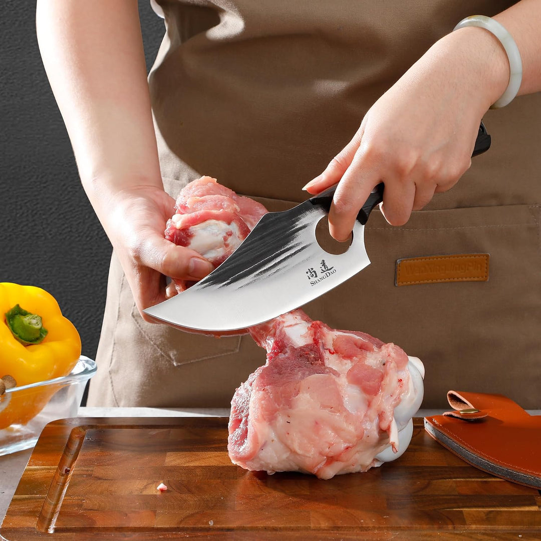 SHANGDAO Boningmesser, 15.3cm Wikingermesser für Fleischschnitt, mit hohem Kohlenstoffstahlhacker, g