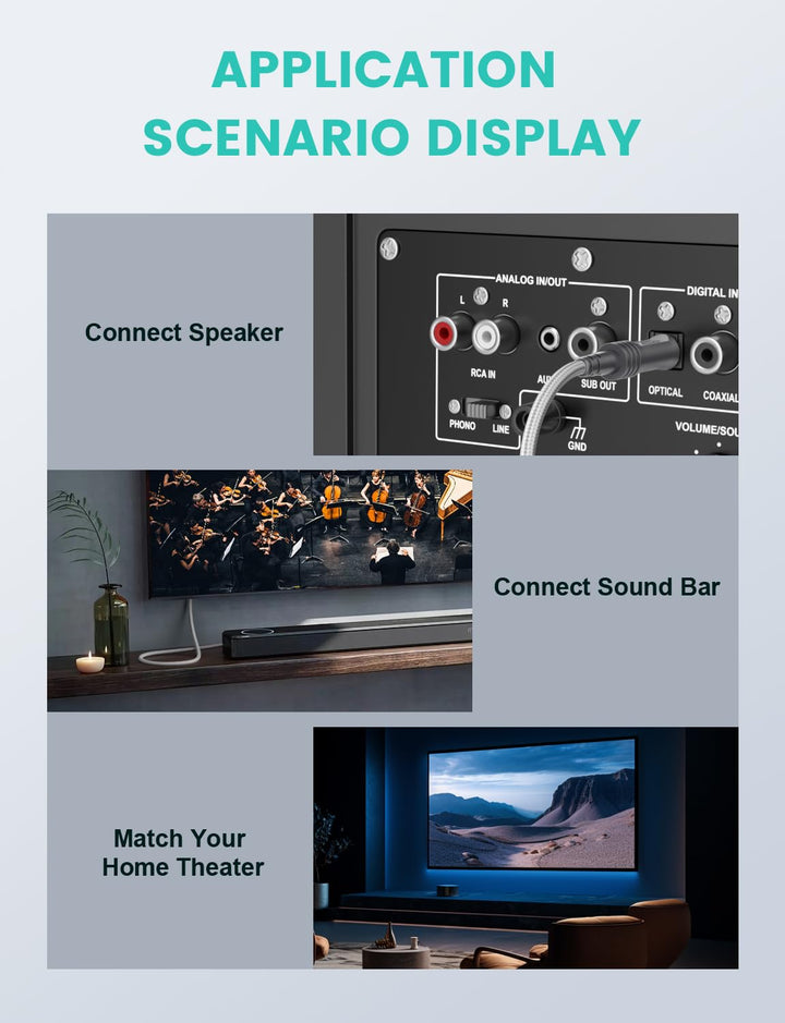 EMK Optisches Kabel Optisches Audiokabel Digital Toslink Kabel Spdif Kabel Kompatibel mit TV, Soundb