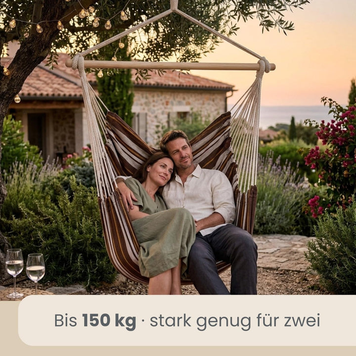 AMANKA XXL Hängesessel 185x130cm für Garten, Balkon & Terrasse - Schwebesessel Belastbar bis 150kg -