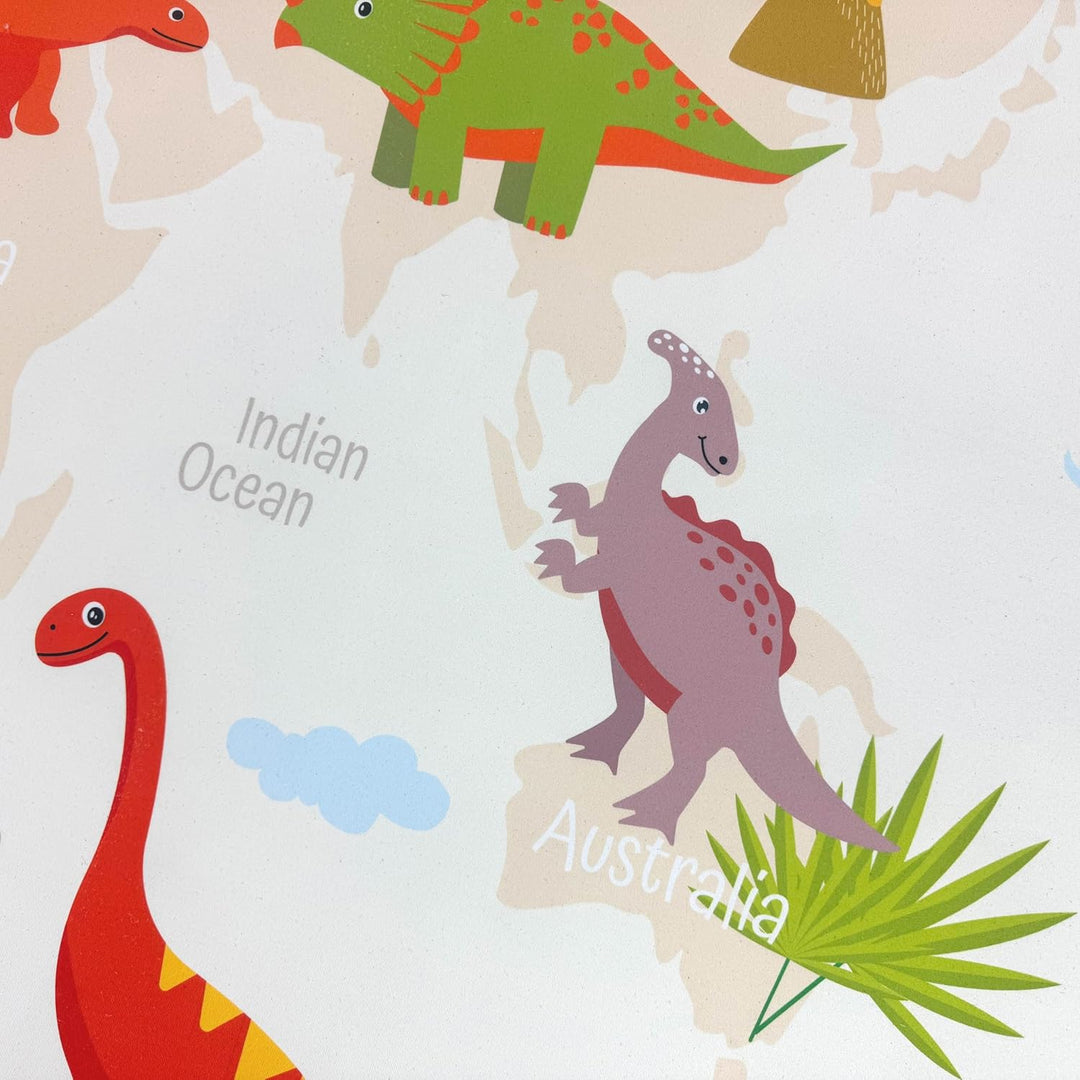 Teppich-Traum Teppich Rund Kinderzimmer Dino-Landschaft mit Pflanzen und Kontinenten rutschfest flac