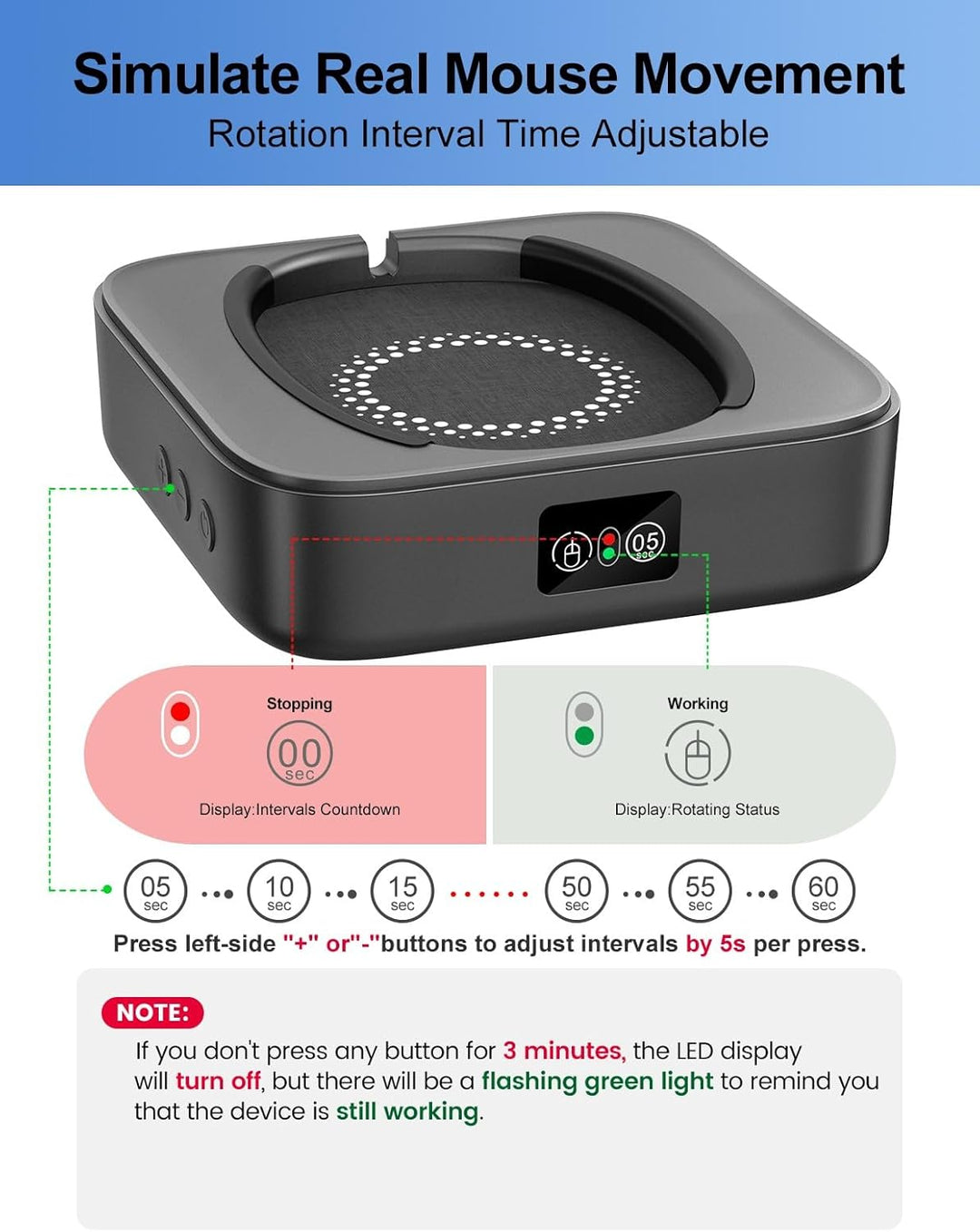 Meatanty Mechanischer Maus Jiggler, Mausbeweger mit AN/AUS, treiberfreier Computer-, nicht nachweisb