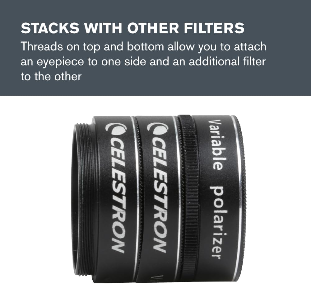 Celestron 94107 variabler Polarisations-Mondfilter – Reduziert Helligkeit und Blendung. Kompatibel m