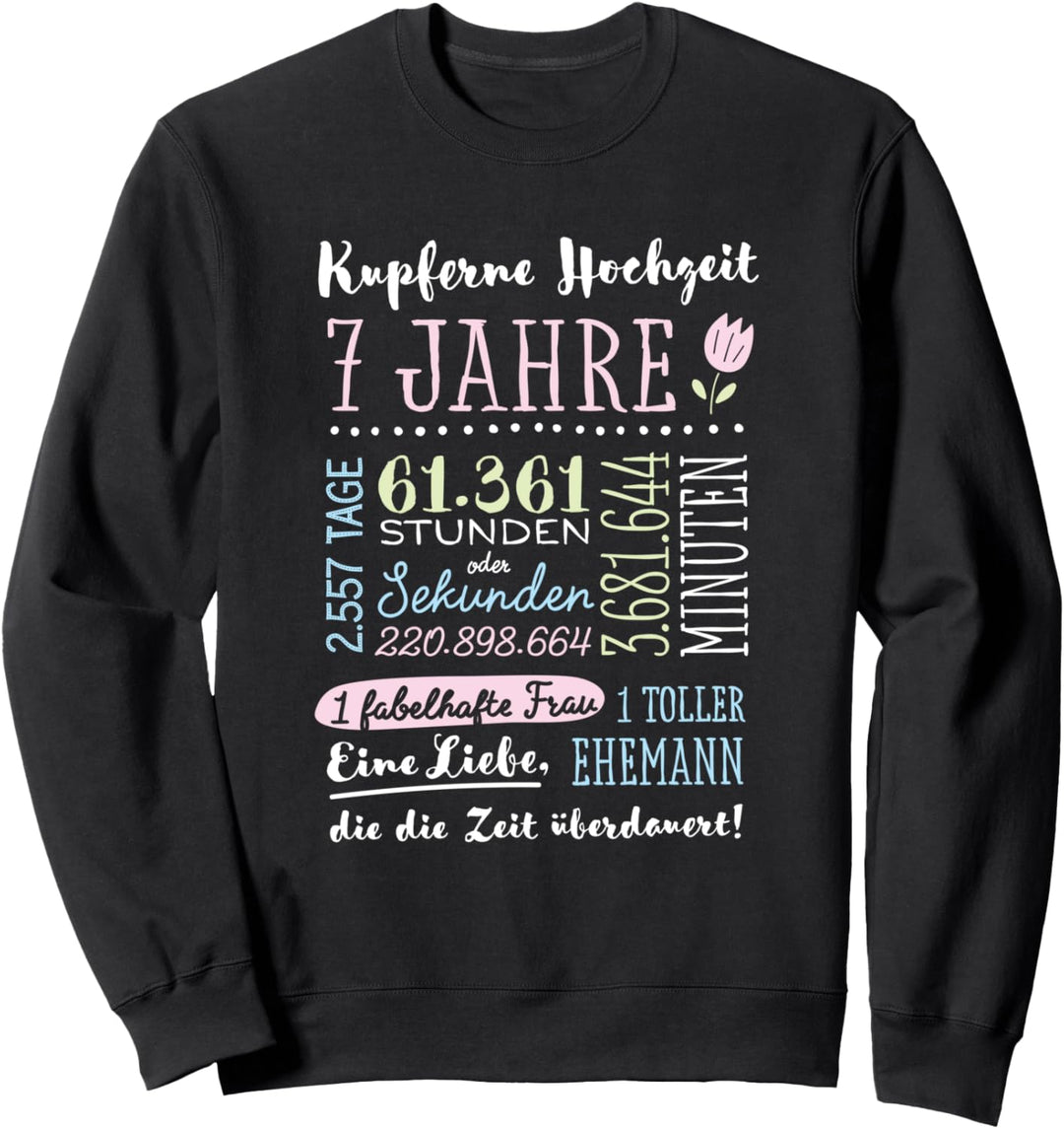 Kupferhochzeit 7 Jahre Hochzeitstag Geschenk Mann Frau Sweatshirt