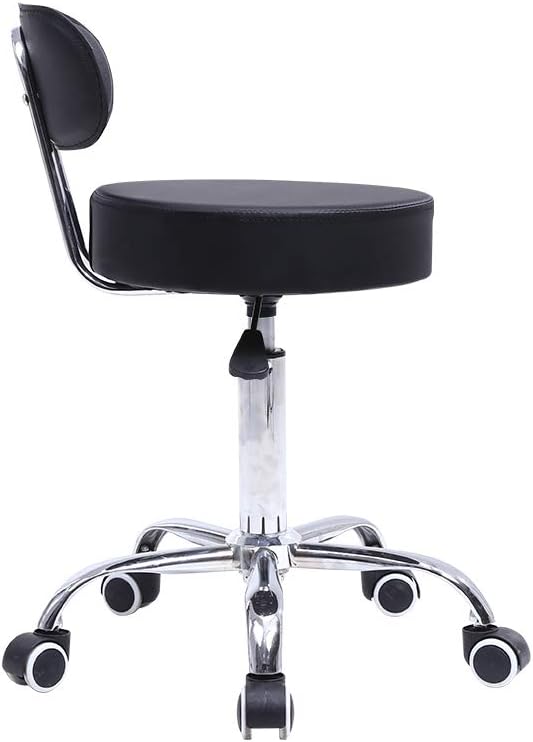 KKTONER Rollhocker mit Rückenlehne 360° drehbar Arbeitshocker höhenverstellbar 48-64cm für Büro Salo