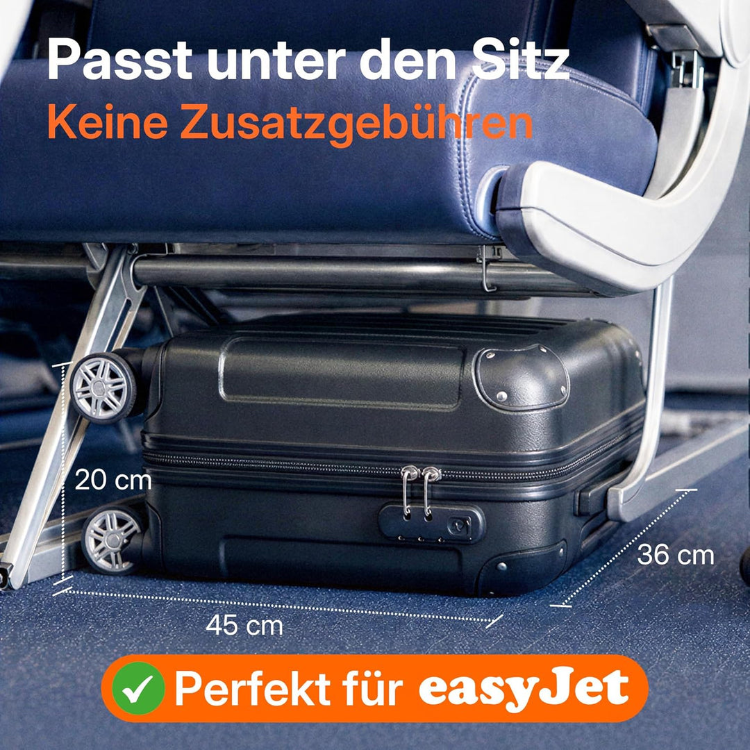 BEIBYE Handgepäck Koffer 45x36x20 cm – Untersitzkoffer für EasyJet, kleines Kabinengepäck aus ABS, V